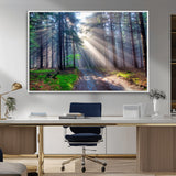 42047-MGV-CV-36X24-Sunlit Forest Path Wall Art – Nature Canvas Print, Serene Woodland Landscape, Perfect Home & Office Decor for Calm and Tranquil