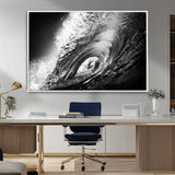 22702-MGV-FC-36X24_White-Black and White Ocean Wave Wall Art – Powerful Surf Curl Photography Canvas Print, Modern Coastal Decor for Living Room, Office or