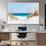 58498-MGV-FC-36X24_White-White Sandy Beach Wall Art – Panoramic Coastal Canvas Print, Ocean View Decor for Living Room, Bedroom, Office, Relaxing Seaside