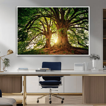 52150-MGV-CV-36X24-Majestic Tree Wall Art – Large Nature Canvas Print with Sunlight Through Branches, Rustic Forest Decor for Living Room, Bedroom or