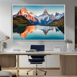 88453-MGV-FC-36X24_White-Mountain Lake Wall Art – Snow-Capped Peaks Reflected in Alpine Water Canvas Print, Nature Landscape Wall Decor for Living Room or