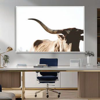 35866-MGV-CV-36X24-Texas Longhorn Wall Art – Rustic Western Bull Canvas Print, Farmhouse Animal Photography Decor for Living Room, Office, or Ranch