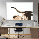 35866-MGV-FC-36X24_White-Texas Longhorn Wall Art – Rustic Western Bull Canvas Print, Farmhouse Animal Photography Decor for Living Room, Office, or Ranch