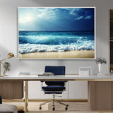 84116-MGV-FC-36X24_White-Ocean Wave Wall Art – Blue Sea and Beach Canvas Print, Coastal Seascape Photography Artwork for Living Room, Bedroom, or Office