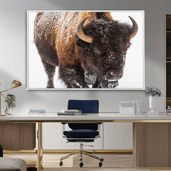 65605-MGV-FC-36X24_White-Snow Bison Wall Art – Close Up Buffalo Canvas Print, Rustic Western Wildlife Photography, Farmhouse Cabin Lodge Decor for Living