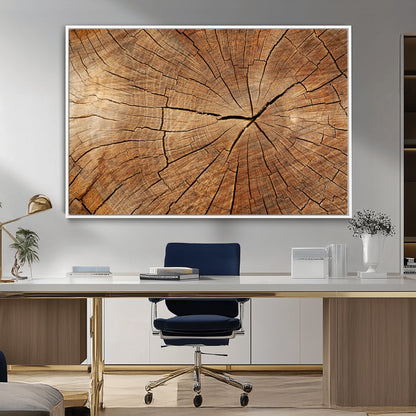 61710-MGV-FC-36X24_White-Tree Rings Wall Art – Rustic Wood Grain Canvas Print of Tree Trunk Cross Section, Nature Inspired Decor for Cabin, Office, Living