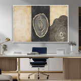 77785-MGV-FC-36X24_White-Tree Ring Abstract Wall Art – Rustic Wood Growth Pattern Canvas Prints, Modern Nature-Inspired Decor for Living Room or Office