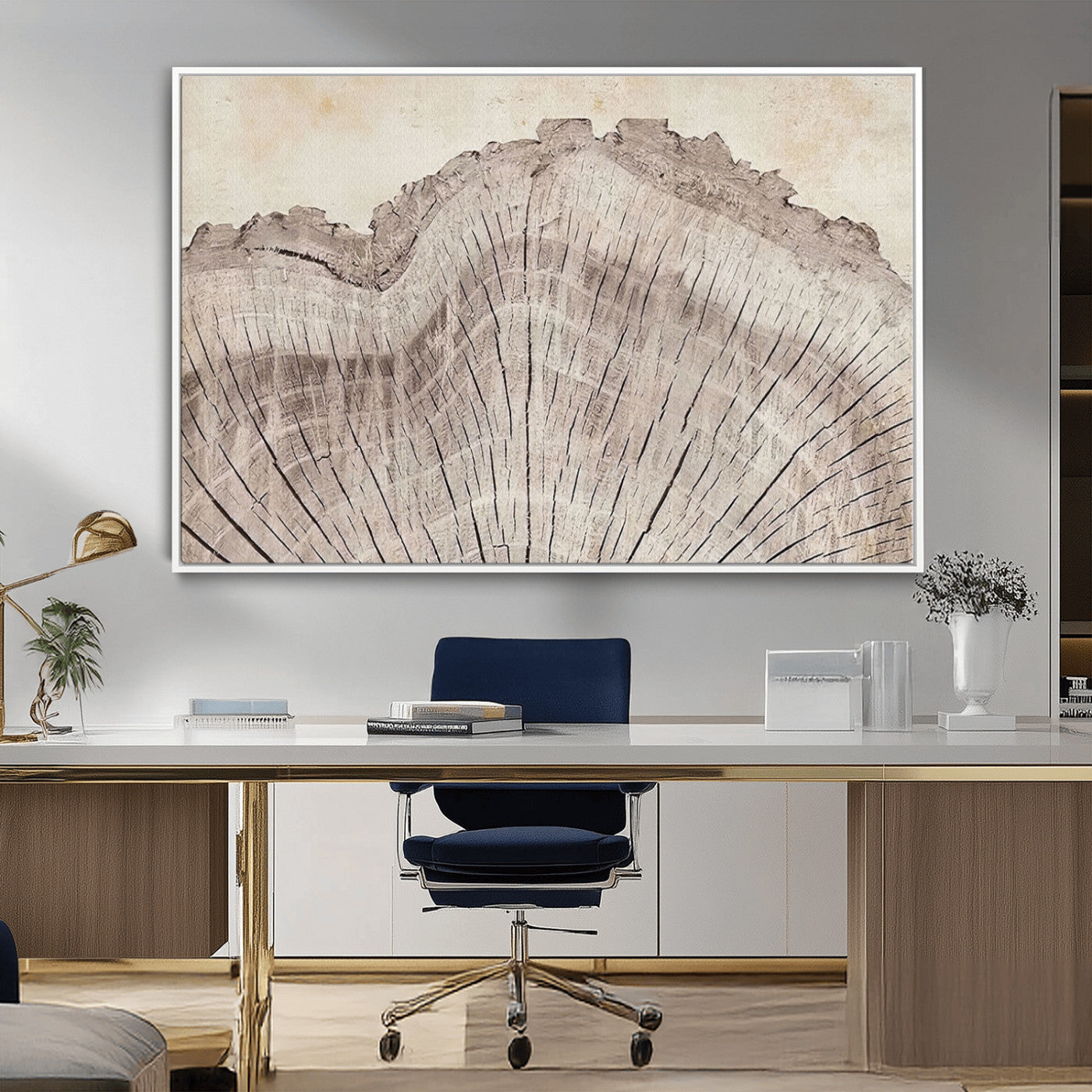 67528-MGV-CV-36X24-Wood Ring Wall Art Canvas Print, Framed Tree Ring Art Picture Print, Rustic Tree Ring Perfect Neutral Boho Decor Artwork