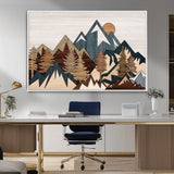 67950-MGV-CV-36X24-Modern Wood Wall Art Canvas Print, Framed Mountain Range Art Picture Print, Wood Mountain Range Perfect Rustic Decor Artwork