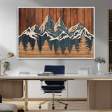 41330-MGV-FC-36X24_White-Rustic Mountain Wall Art – Wooden Nature Scene with Trees and Peaks, Handmade 3D Layered Decor for Living Room, Cabin or Office