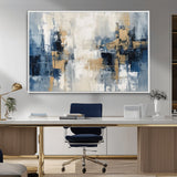 44344-MGV-CV-36X24-Abstract Blue and Gold Wall Art – Modern Hand Painted Canvas Print, Contemporary Textured Painting for Living Room, Bedroom or
