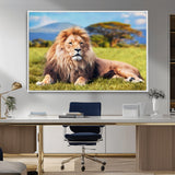 67826-MGV-FC-36X24_White-Majestic Lion Wall Art – King of the Jungle Canvas Print, Safari Wildlife Decor for Living Room, Office, or Man Cave
