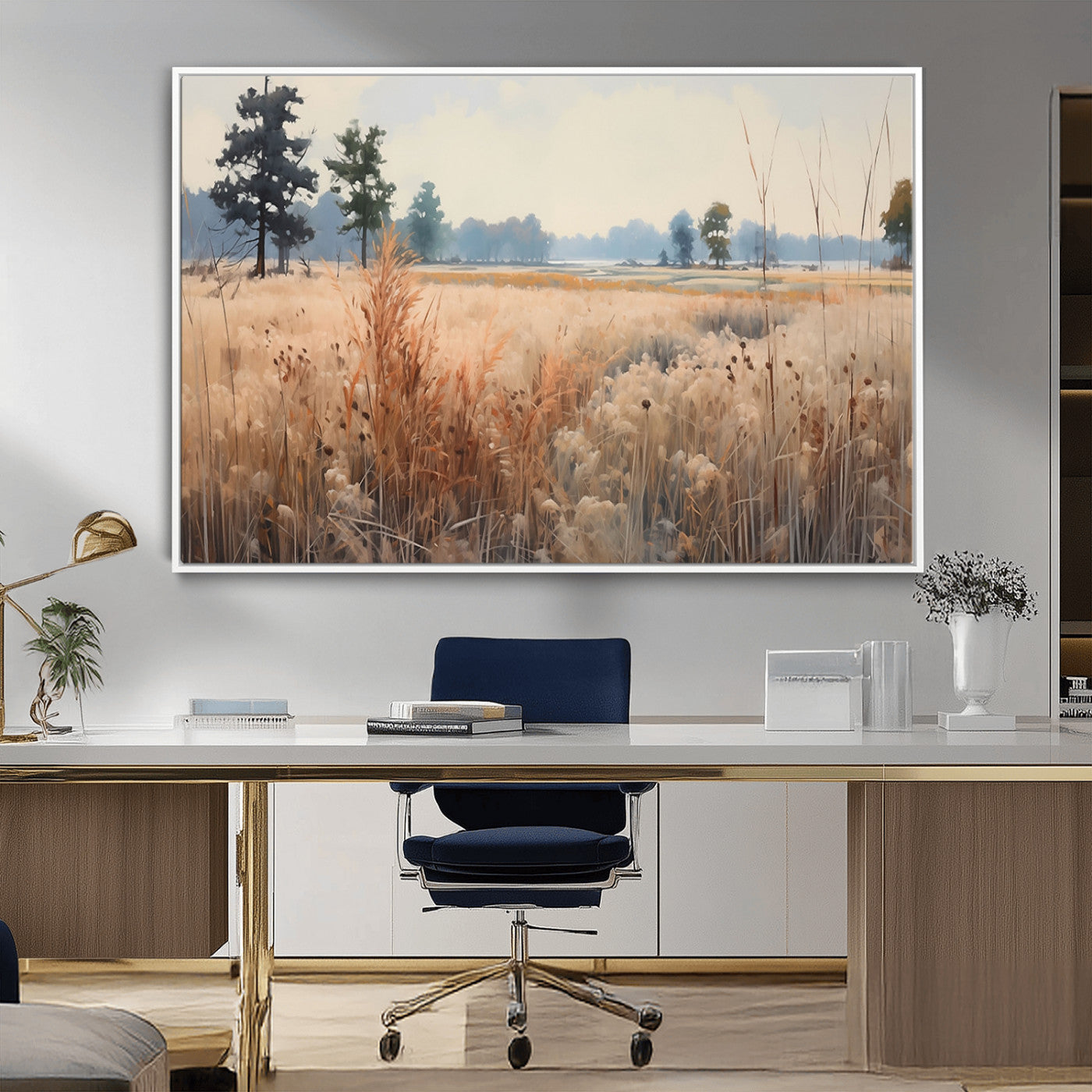 98822-MGV-CV-36X24-Autumn Meadow Wall Art – Tranquil Grassland Landscape Canvas Print, Rustic Country Decor for Living Room, Bedroom or Farmhouse