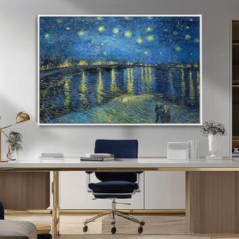 94605-MGV-CV-36X24-Starry Night Over the Rhone Wall Art – Vincent van Gogh Canvas Print, Famous Impressionist Painting for Living Room, Office