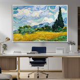 97252-MGV-CV-36X24-Wheat Field with Cypress – Van Gogh Wall Art, Impressionist Landscape Canvas Print, Rustic Home Decor for Living Room or Office