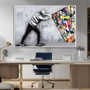 52252-MGV-CV-36X24-Street Art Wall Art – Modern Graffiti Canvas Print, Urban Contemporary Artwork, Colorful Abstract Design for Living Room, Office