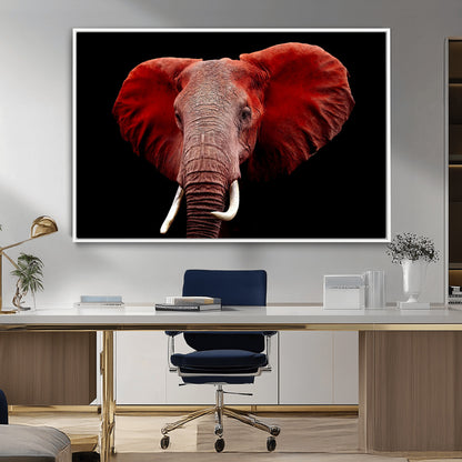 14788-MGV-FC-36X24_White-Red Elephant Wall Art – Bold Wildlife Canvas Print, African Safari Animal Decor for Living Room, Bedroom or Office