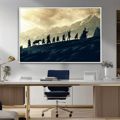 41574-MGV-CV-36X24-Fellowship Journey Wall Art – Epic Fantasy Adventure Canvas Print, Mountain Landscape Decor for Living Room, Office or Man Cave