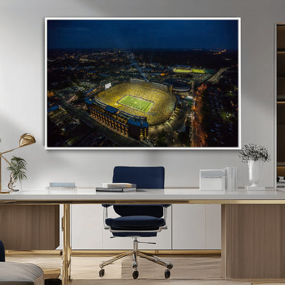 33588-MGV-FC-36X24_White-Football Stadium Wall Art – Aerial Night Game Canvas Print Packed Field City Lights, Sports Photography Decor for Game Room, Man