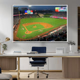 93707-MGV-FC-36X24_White-Los Angeles Stadium Wall Art Canvas Print, Framed Angel Stadium Field Art Picture Print, Anaheim Stadium Perfect Sports Room Decor