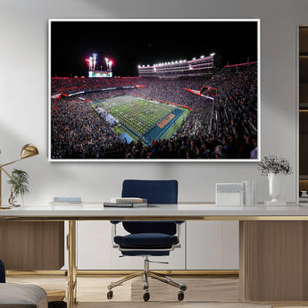 46899-MGV-FC-36X24_White-Ben Hill Griffin Stadium Wall Art Canvas Print, Framed Football Stadium Art Picture Print, Florida Football Stadium Perfect Sport