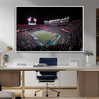 46899-MGV-FC-36X24_White-Ben Hill Griffin Stadium Wall Art Canvas Print, Framed Football Stadium Art Picture Print, Florida Football Stadium Perfect Sport