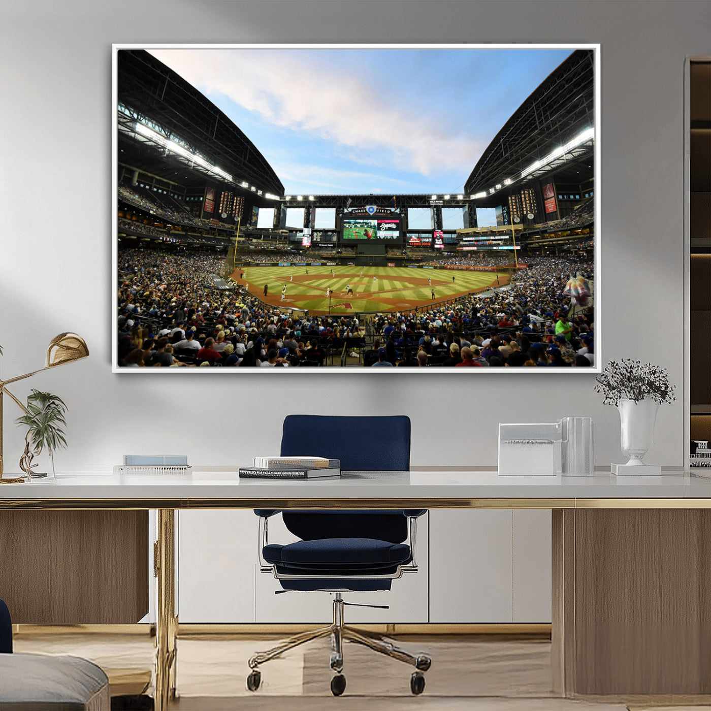 92672-MGV-FC-36X24_White-Chase Field Stadium Wall Art Canvas Print, Framed Arizona Stadium Art Picture Print, Chase Stadium Perfect Sports Room Decor