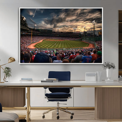53432-MGV-CV-36X24-Fenway Park Stadium Wall Art Canvas Print, Framed Boston Baseball Stadium Art Picture Print, Massachusetts Fenway Park Perfect