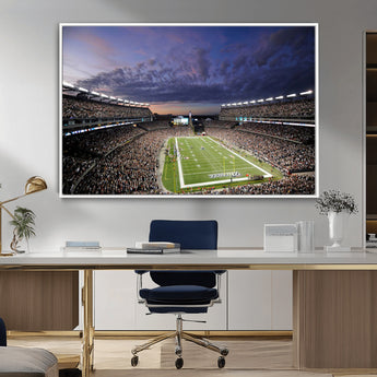52712-MGV-CV-36X24-Gillette Stadium Field Wall Art Canvas Print, Framed Massachusetts Stadium Art Picture Print, Gillette Stadium Perfect Sport Room