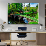 57655-MGV-CV-36X24-Golf Course Wall Art – Canvas Print Scenic Green Fairway Stone Bridge Water Reflection Landscape, Classic Sports Decor for Office,