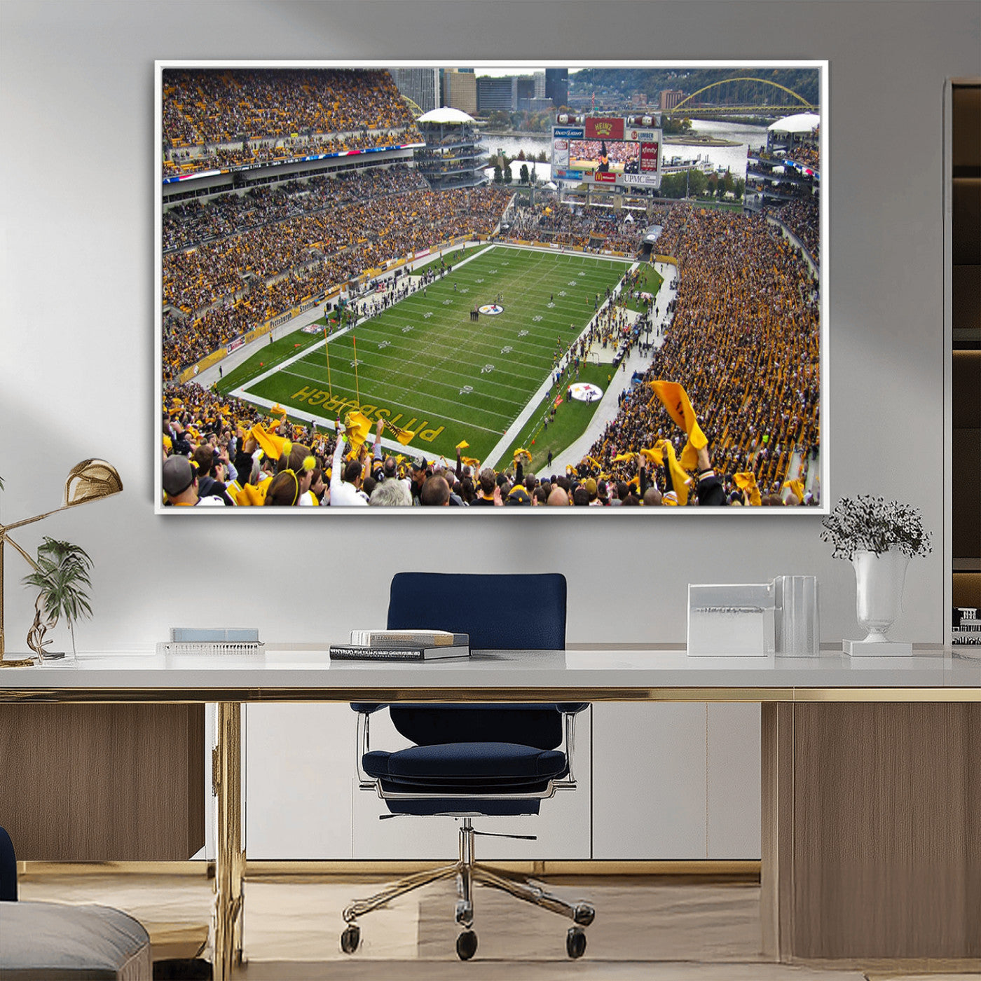 51419-MGV-CV-36X24-Heinz Field Wall Art Canvas Print, Framed Pittsburgh Stadium Field Art Picture Print, Heinz Stadium Field Perfect Sports Room