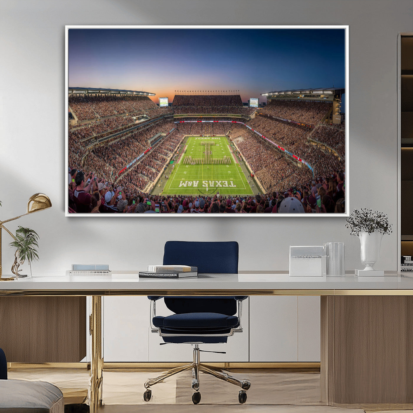 17421-MGV-CV-36X24-Kyle Field Wall Art Canvas Print, Framed Texas Stadium Art Picture Print, Kyle Field Stadium Perfect Sport Room Decor Artwork