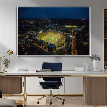 52519-MGV-CV-36X24-Michigan Football Stadium Wall Art Canvas Print, Framed Michigan Stadium Art Picture Print, Michigan Wolverines Field Perfect