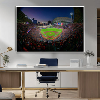 44322-MGV-FC-36X24_White-Minute Maid Park Wall Art Canvas Print, Framed Houston Astros Stadium Art Picture Print, Houston Astros Field Perfect Sports Room