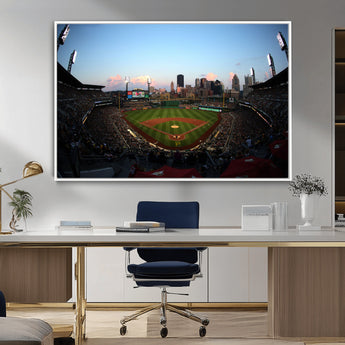 67670-MGV-CV-36X24-PNC Park Stadium Wall Art Canvas Print, Framed Pittsburgh Pirates Stadium Art Picture Print, PNC Park Field Perfect Sport Room