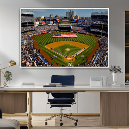 20879-MGV-CV-36X24-Yankee Stadium Wall Art Canvas Print, Framed New York Stadium Art Picture Print, Yankee Field Perfect Sport Room Decor Artwork