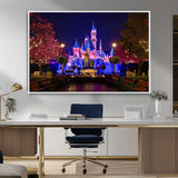 79435-MGV-CV-36X24-Disney Castle Wall Art Canvas Print, Framed Magic Kingdom Art Picture Print, Disney World Perfect Child Room Decor Artwork