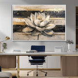 18807-MGV-FC-36X24_White-Lotus Flower Wall Art Canvas Print, Framed Abstract Lotus Art Picture Print, White Lotus Flower Perfect Abstract Floral Decor