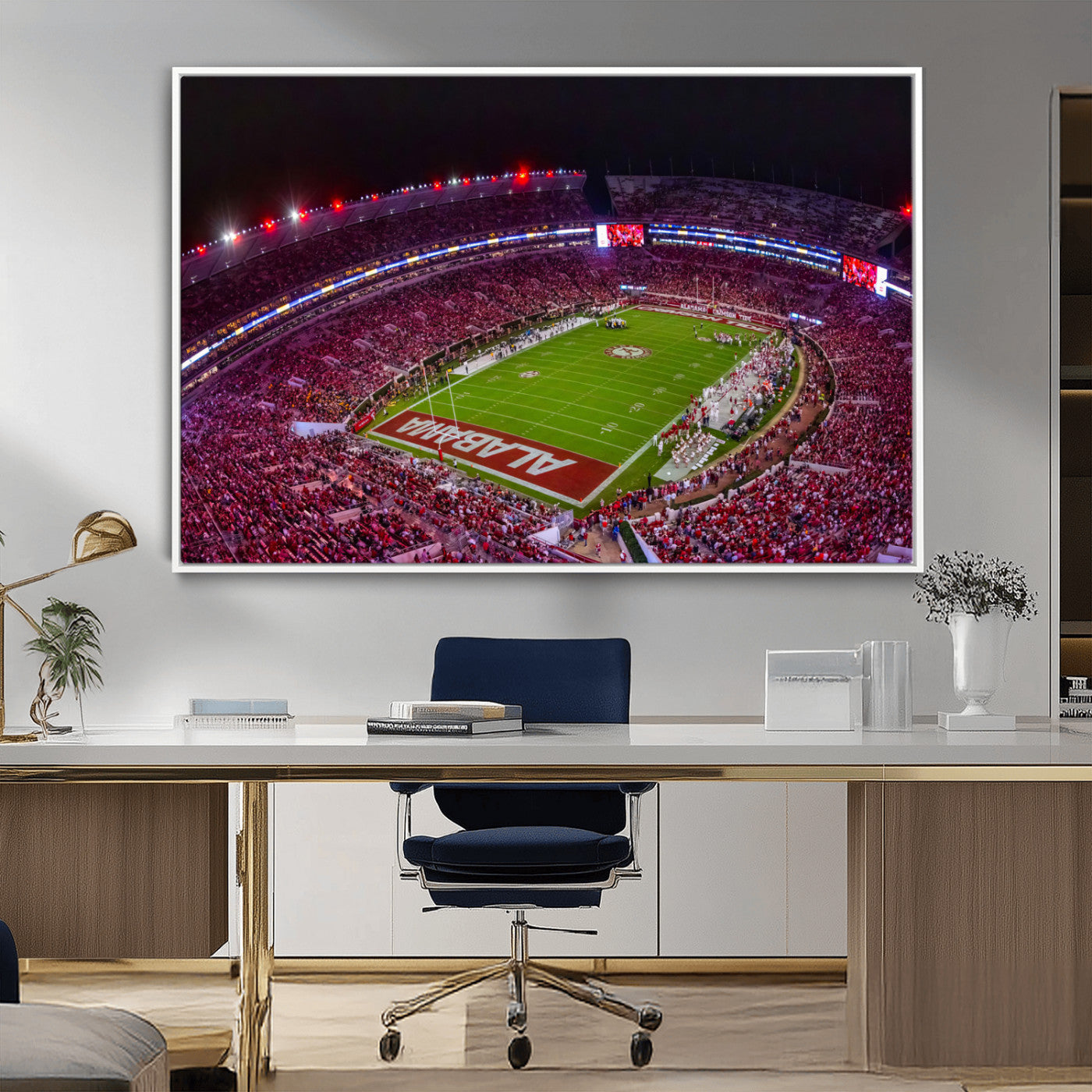 11343-MGV-CV-36X24-Bryant-Denny Stadium Wall Art – Panoramic Alabama Crimson Tide Football Field Canvas Print, Game Day Decor for Office, Man Cave or