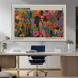 40791-MGV-CV-36X24-Kusama Inspired Wall Art – Vibrant Abstract Floral Jungle Canvas Print, Bold Pop Art Botanical Decor for Living Room, Bedroom, or