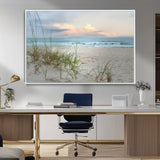 Test1001-MGV-FC-36X24_White-Coastal Beach Wall Art – Panoramic Ocean Waves and Sandy Dunes Canvas Print, Serene Seascape with Sea Oats for Relaxing Home or