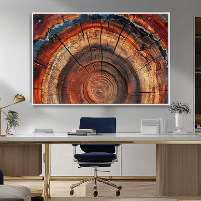 28555-MGV-CV-36X24-Tree Ring Wall Art – Rustic Wood Grain Canvas Print, Natural Texture Abstract Artwork Poster for Living Room, Bedroom, Office,