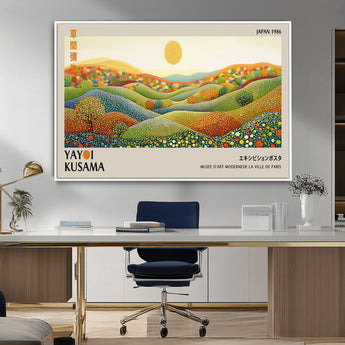 33864-MGV-FC-36X24_White-Pointillism Yayoi Wall Art Canvas Print, Framed Yayoi Kusama Art Picture Print, Yayoi Kusama Dot Perfect Abstract Nature Decor