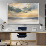 45544-MGV-FC-36X24_White-Ocean Sunset Wall Art – Serene Seascape Canvas Print with Golden Sky and Calm Water, Coastal Beach Artwork for Living Room,