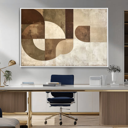 59767-MGV-CV-36X24-Abstract Geometric Shapes Wall Art – Modern Minimalist Canvas Print, Neutral Brown Beige Tan Artwork for Living Room, Bedroom,