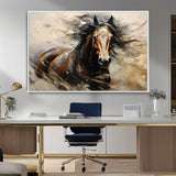 53001-MGV-CV-36X24-Wild Horse Wall Art – Majestic Stallion Canvas Print with Flowing Mane, Rustic Western Style Painting for Living Room, Office or