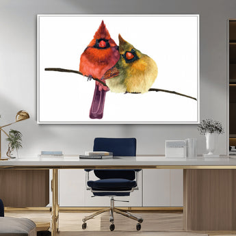 67752-MGV-CV-36X24-Cardinal Couple Wall Art – Male and Female Cardinal Canvas Print, Romantic Bird Artwork for Nature Lovers, Living Room, Bedroom,