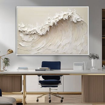 45175-MGV-CV-36X24-Textured Wave Wall Art Canvas Print, Framed Minimal Seascape Art Picture Print, Elegant Wave Perfect Modern Coastal Decor Artwork