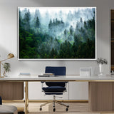 17393683-MGV-FC-36X24_White-Misty Forest Art Wall Art Canvas Print, Framed Foggy Mountain Art Art Picture Print, Scenic Wall Print Perfect Decor Artwork