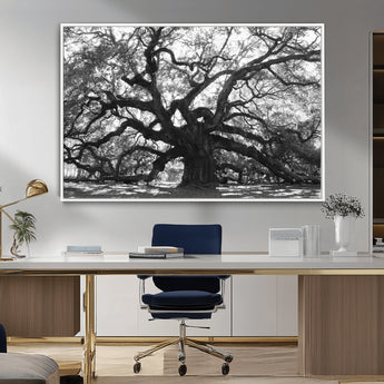 81655611-MGV-CV-36X24-Ancient Oak Wall Art Canvas Print, Framed Twisted Branches Art Picture Print, Gnarled Tree Perfect Moody Nature Decor Artwork